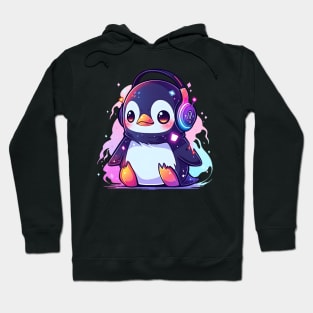 Cute Penguin With Headphones Hoodie